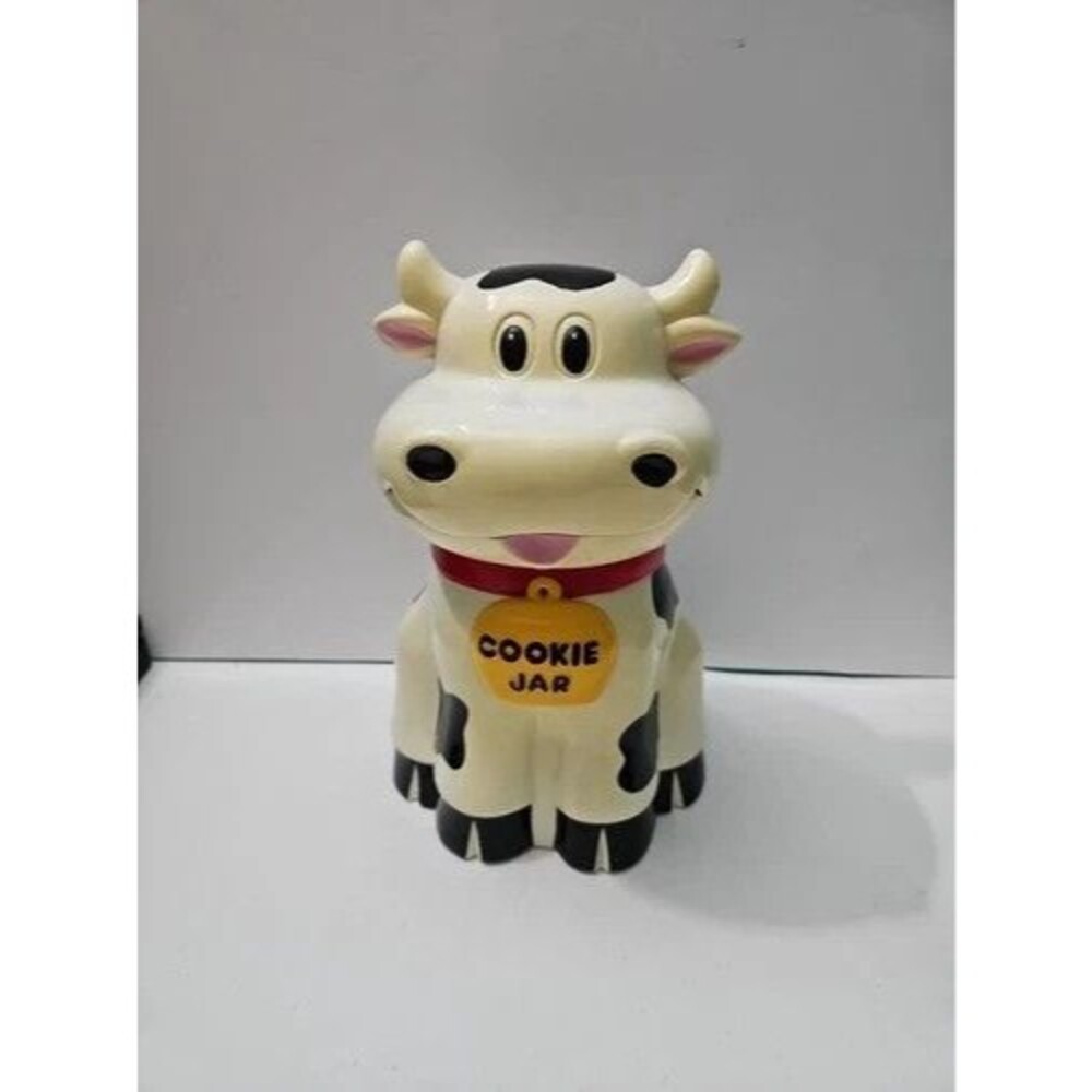 Vintage Mooing Cow Cookie Jar 10" 1992 Fun-Damental Too Happy Cow Tested Works